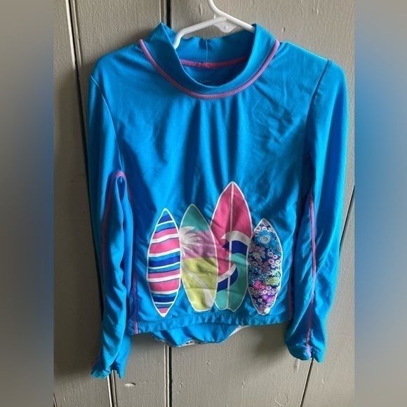 Girl’s Coolibar Swim Shirt Size S Ocean Blue rashguard - Picture 1 of 7